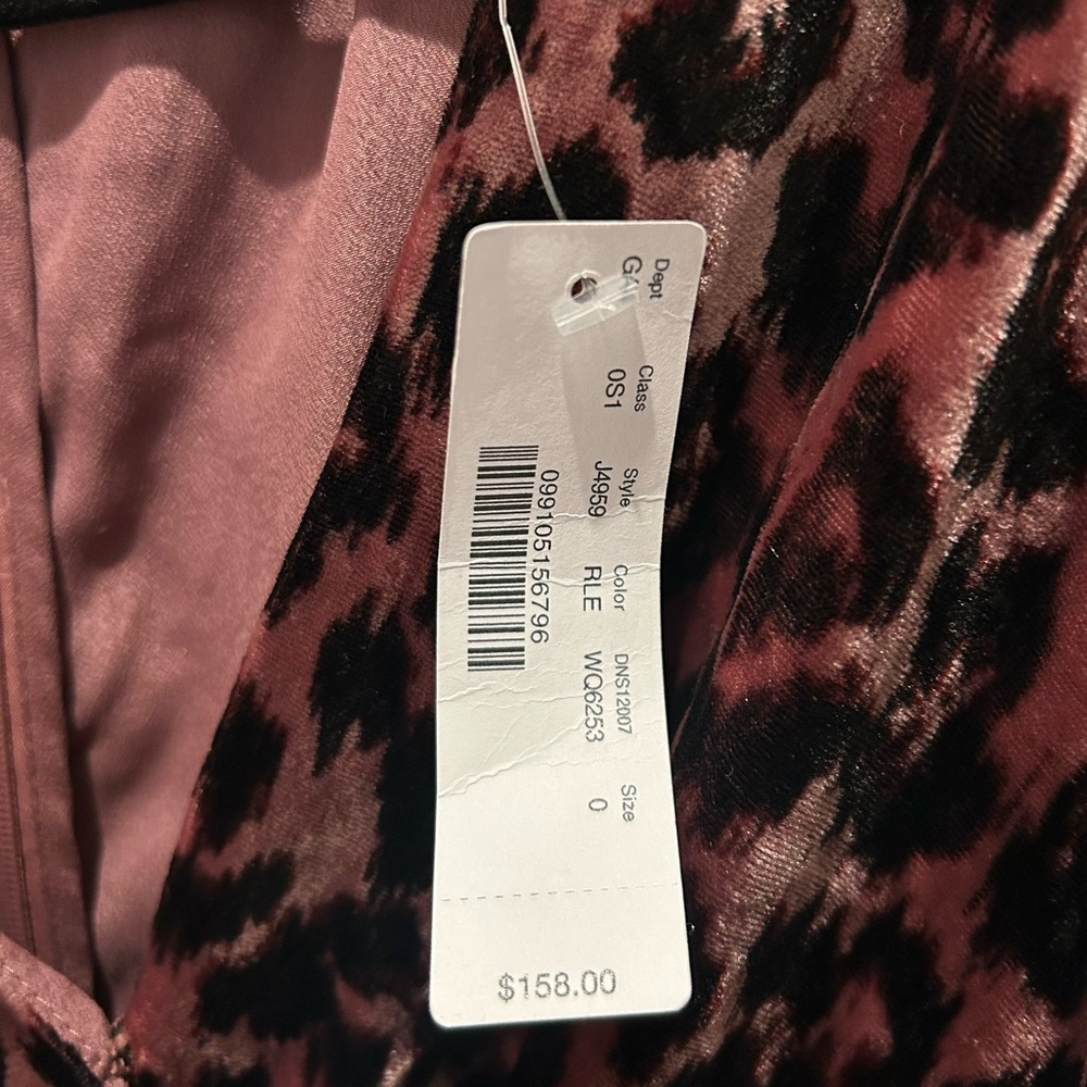 J.Crew Faux Wrap Velvet Leopard Print Dress Size 0 Mauve Pink - Picture 8 of 8